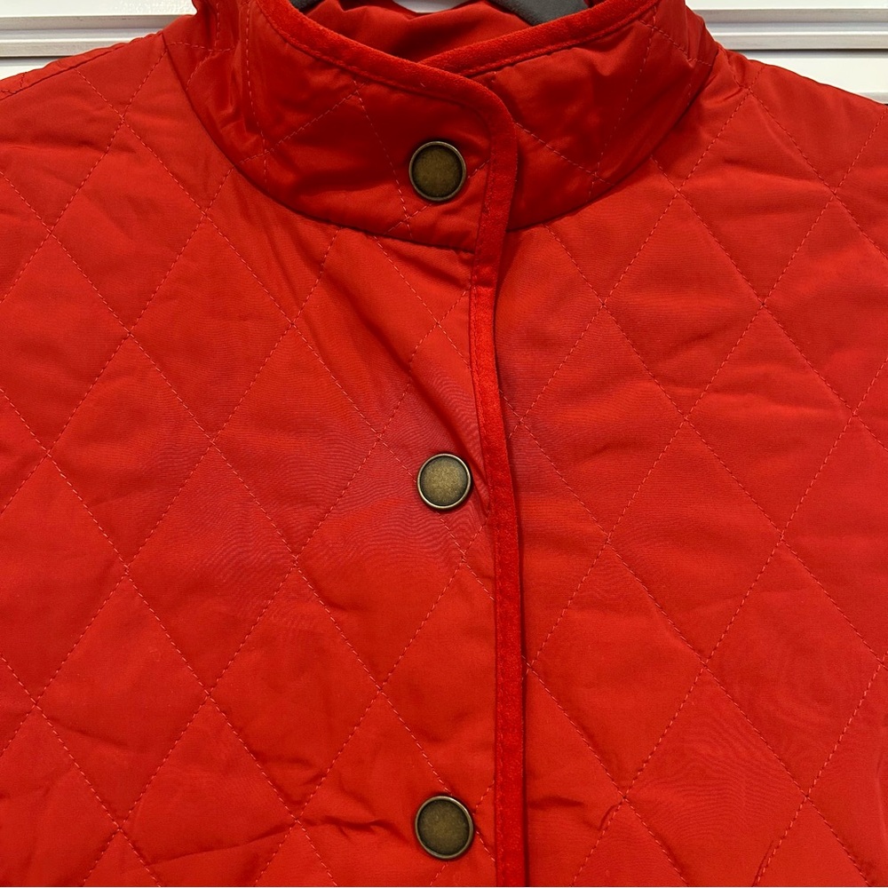 Talbots Quilted Vest Sleeveless Pockets Snap Front Rust Orange Size S Petite - Picture 3 of 9
